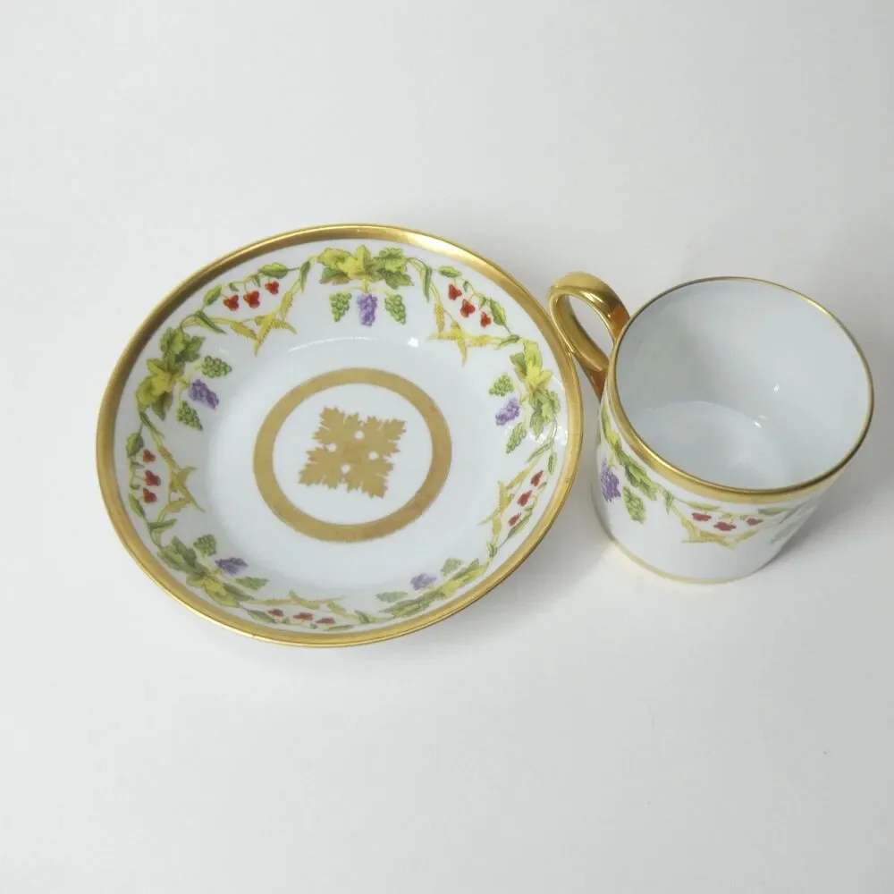 Pampres Cup & Saucer - 1737 Ancienne Manufacture Royal Limoges France Grapes